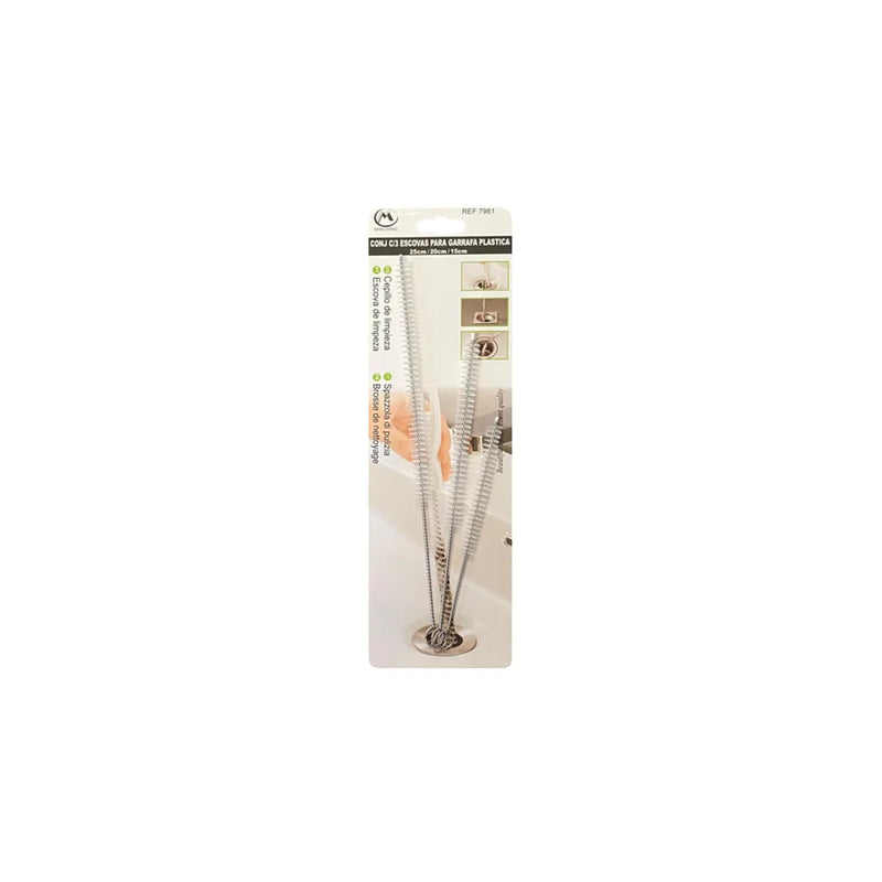Fle x ible Sink Straw Pipe Cleaning Brush Set Of 3 Assorted Sizes