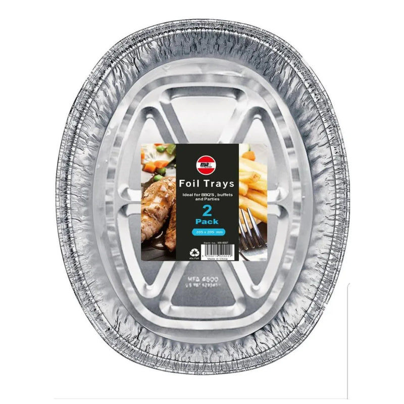 Deep Oval Aluminum Foil Tray Kitchen Home Serving Tray 2 Pack
