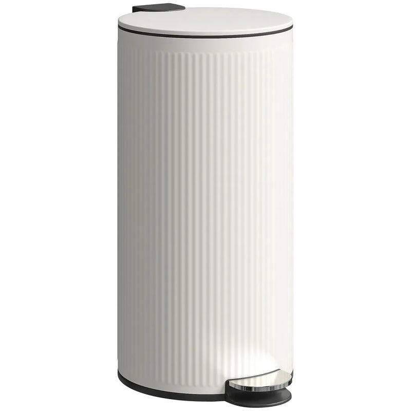 HOMCOM Kitchen Bin, 30 Litre Pedal Rubbish Bin with Removable Bucket, Cream