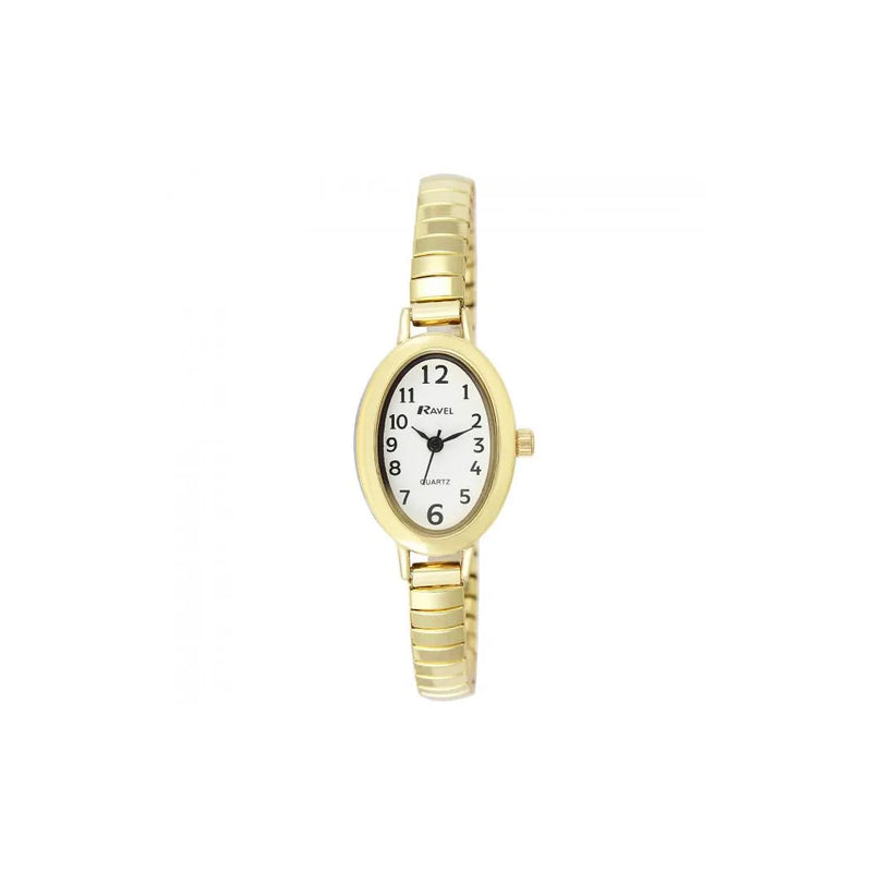 Ravel Ladies White Dial Gold Expander Bracelet Watch R0202.01.2