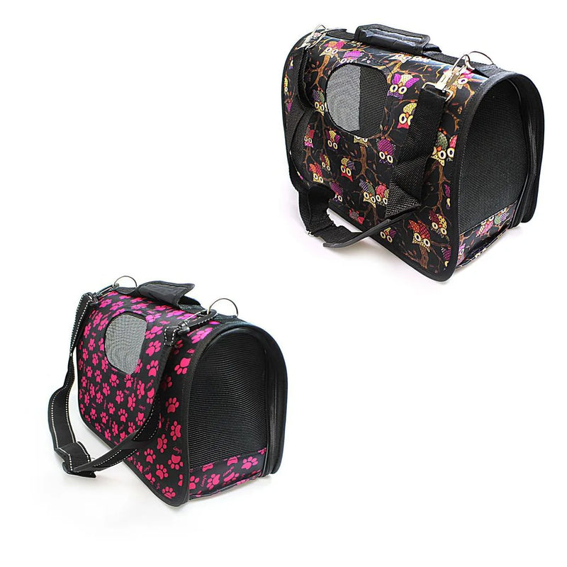 Pet Dog Cat Foldable Carry Case With Handle And Printed Design Assorted Designs