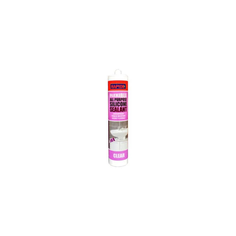 Rapide Fle x ible All Purpose Silicone Sealant Waterproof Mould Resistant Clear 250Ml