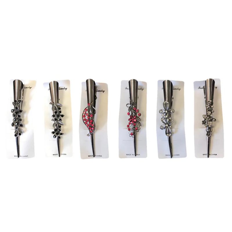 Women'S Metal Alligator Hair Clip With Floral Decorations Assorted Designs