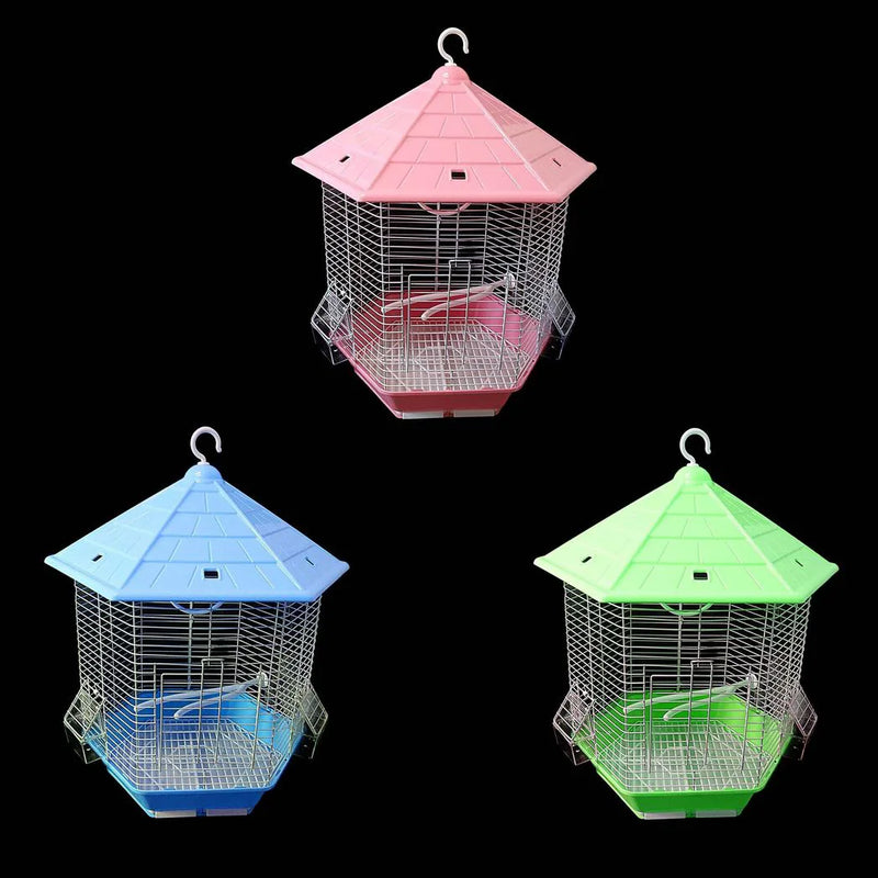 He x agon Metal Bird Cage Assorted Colours