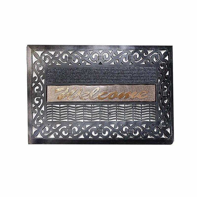 Rectangular Doormat Gold Metal Welcome Design Assorted Colours