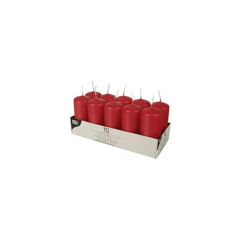 Pillar Candles 9cm Pack Of 10 - Red