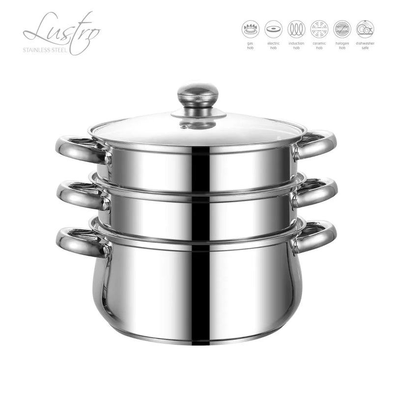Sq Professional Lustro Stainless Steel Steamer 3 Tier 4.5L