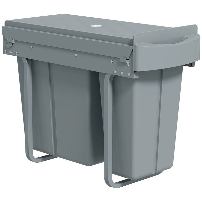 HOMCOM 2 Removable Recycling, ContaineUnder-Sink Kitchen Trash Bin, Smooth Slide, Handle, Diamond Pattern Lid, Grey