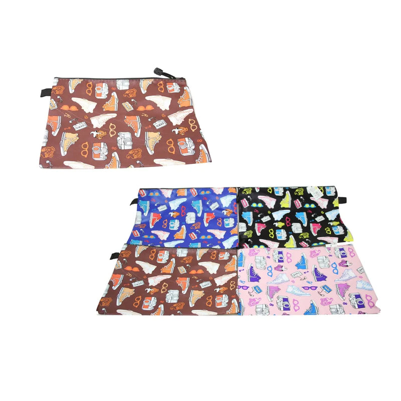 Fake Leather Pencil Case Shoe Print Assorted Colours