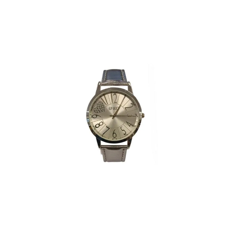 Spirit Ladies Fashion Big Number Silver Dial Silver Leather Strap Watch ASPL47 - CLEARANCE NEEDS RE-BATTERY