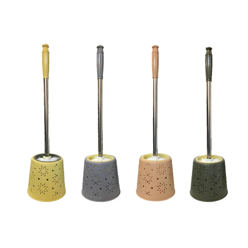 Plastic Bathroom Toilet Brush With Stand Assorted Colours