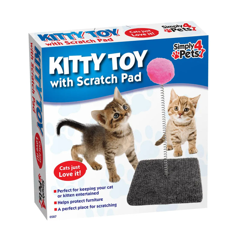 Pet Cat Toy Scratch Pad With Pompom Ball