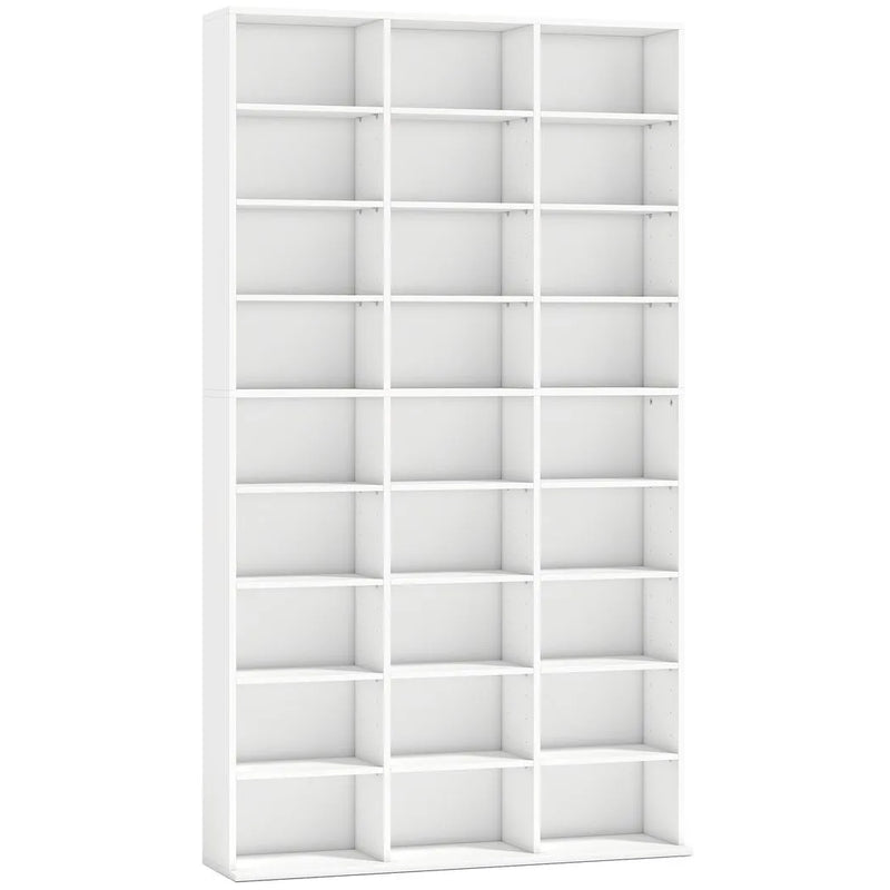 HOMCOM 835 CD/500 DVD Storage Unit, Blu-ray Media Storage Shelf with 27 Compartments and 21 Adjustable Shelves, White