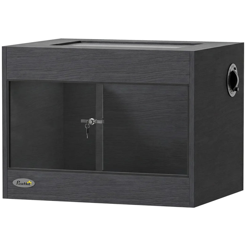 PawHut Reptile Terrarium, Reptile Vivarium with  Glass Doors, Secure Lock, Top Ventilation for Snake, Gecko, 60x45x45cm, Black