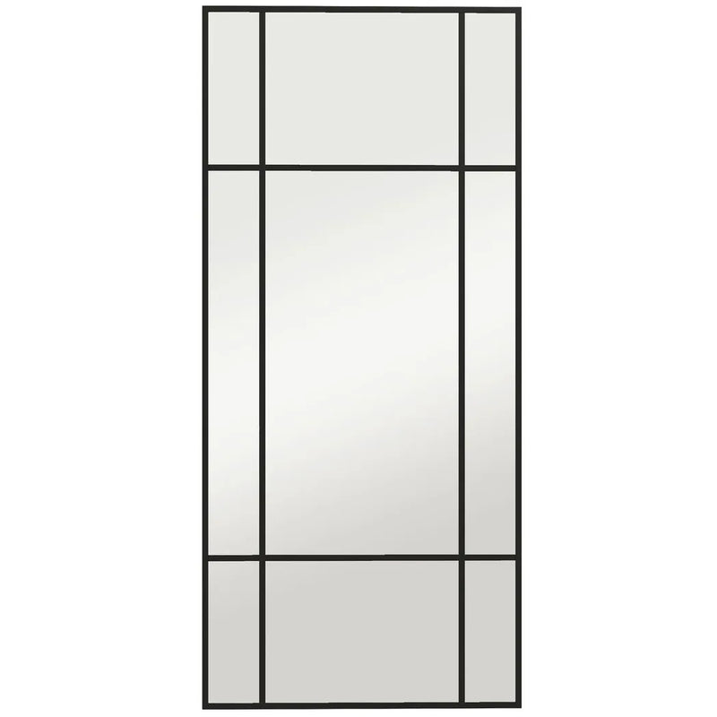 HOMCOM Decorative Grid Wall Mirror, with Back Hooks - Black