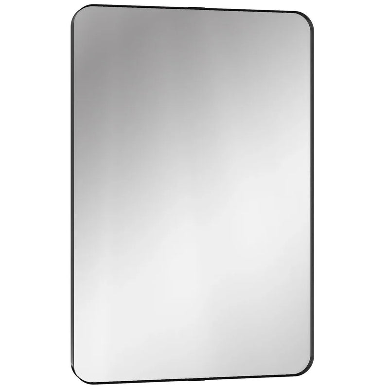 HOMCOM Rectangular Wall Mirror, 90 x 60 cm Wall Mounted Bathroom Mirror with Aluminium Alloy Frame and Tempered Glass, Black