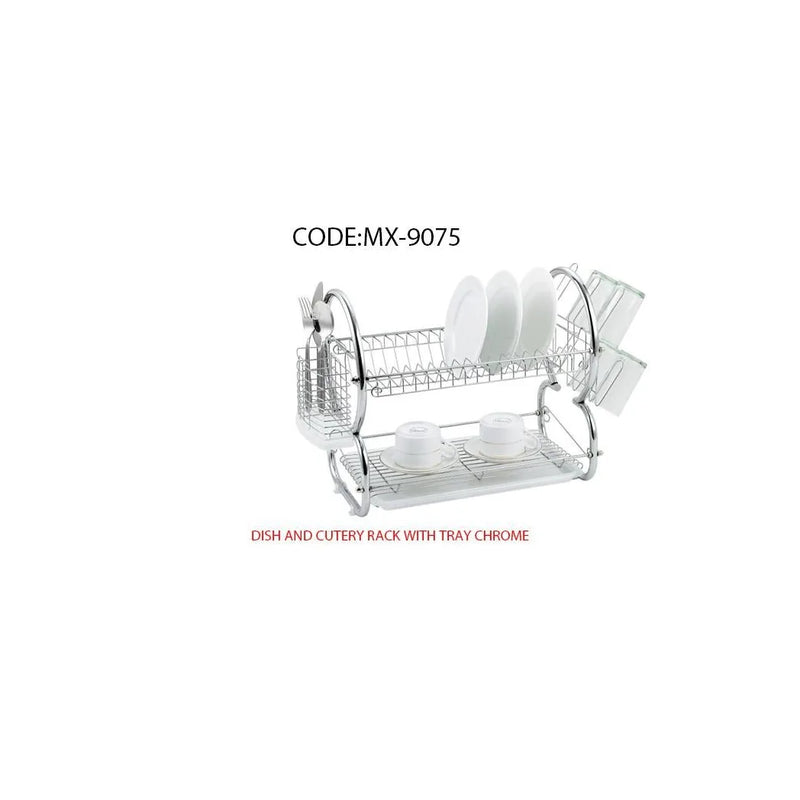 Dish Drainer Cutlery Rack With Drip Tray Chrome