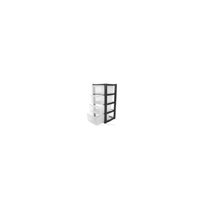 4 Tier Plastic Storage Drawer Tower Unit Storage Bo x Clear Assorted Colours