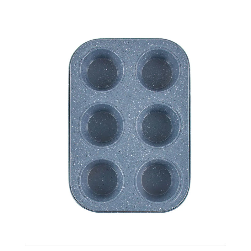 Metal Muffin Cupcake Baking Tray 6 Cups Speckled Grey