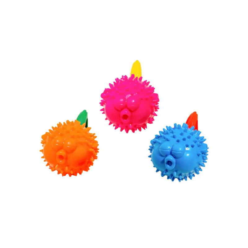 Dog Toy Ball Squeaky Puffer Fish Assorted Colours