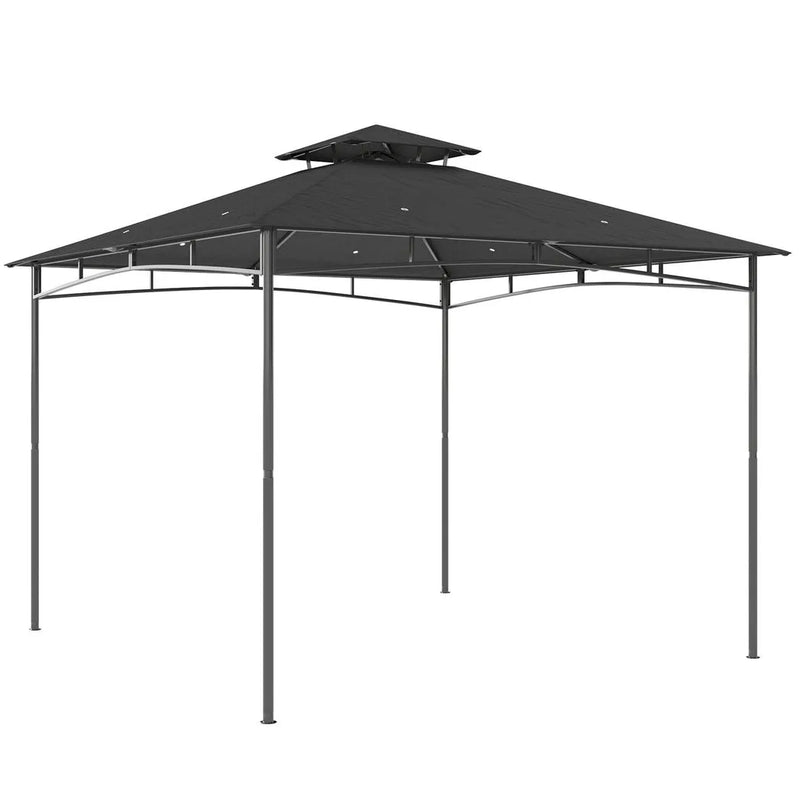 Outsunny 3 x 3 m Gazebo, Garden Gazebo with 2-Tier Roof, Metal Frame, Dark Grey