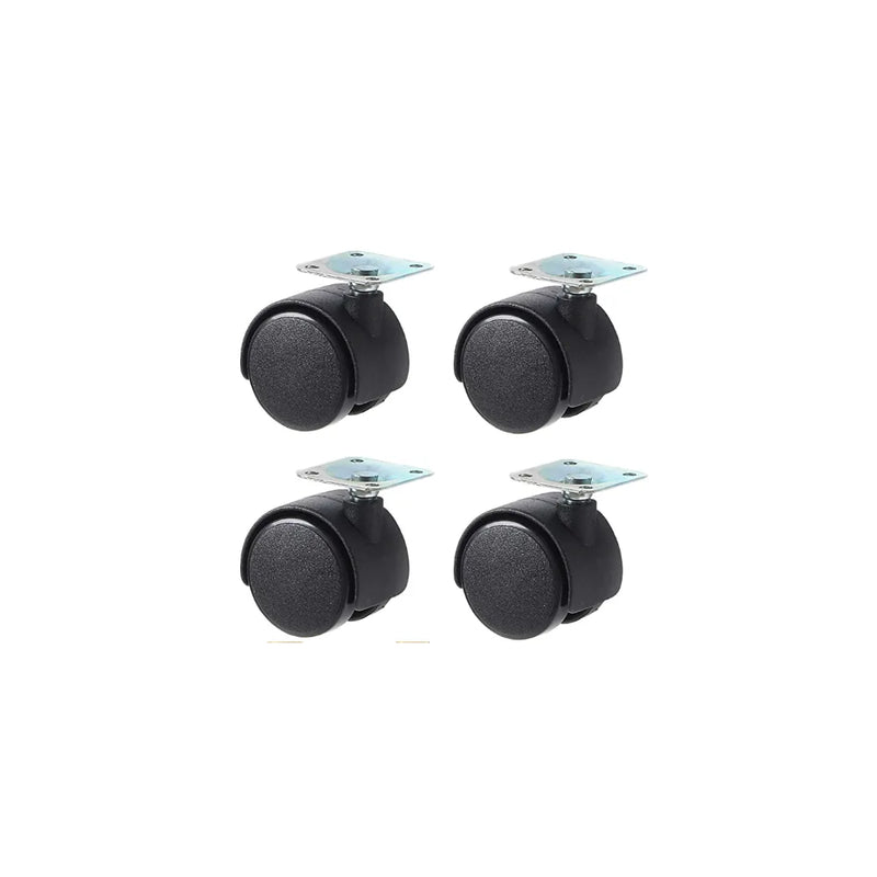 Plastic Round Wheels 2" Pack Of 4 Black