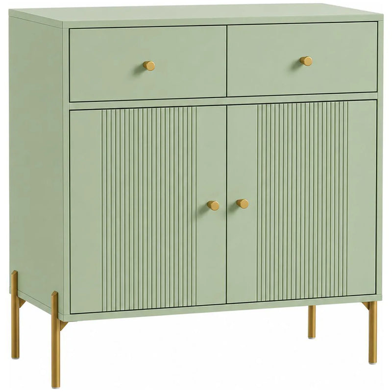 HOMCOM Modern Sideboard, Sideboard Storage Cabinet with 2 Drawers and Adjustable Shelf for Living Room, Light Green