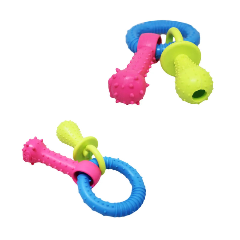 Pet Dog Chewing Toy Dummy Ring With Bone Assorted Colours