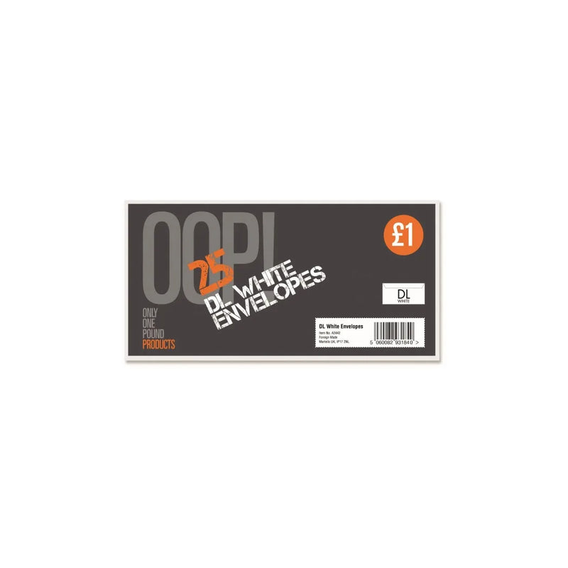 Oop! Dl White Envelopes Pack Of 25