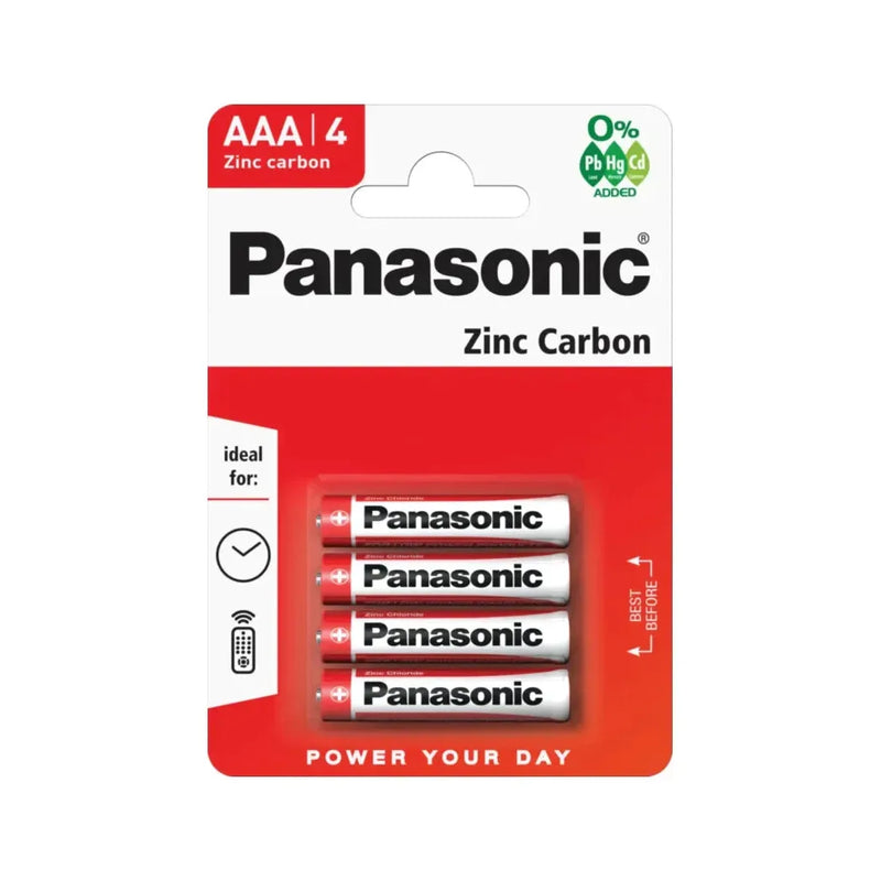 4 x Panasonic Aaa Batteries Zinc Carbon 1.5V Battery