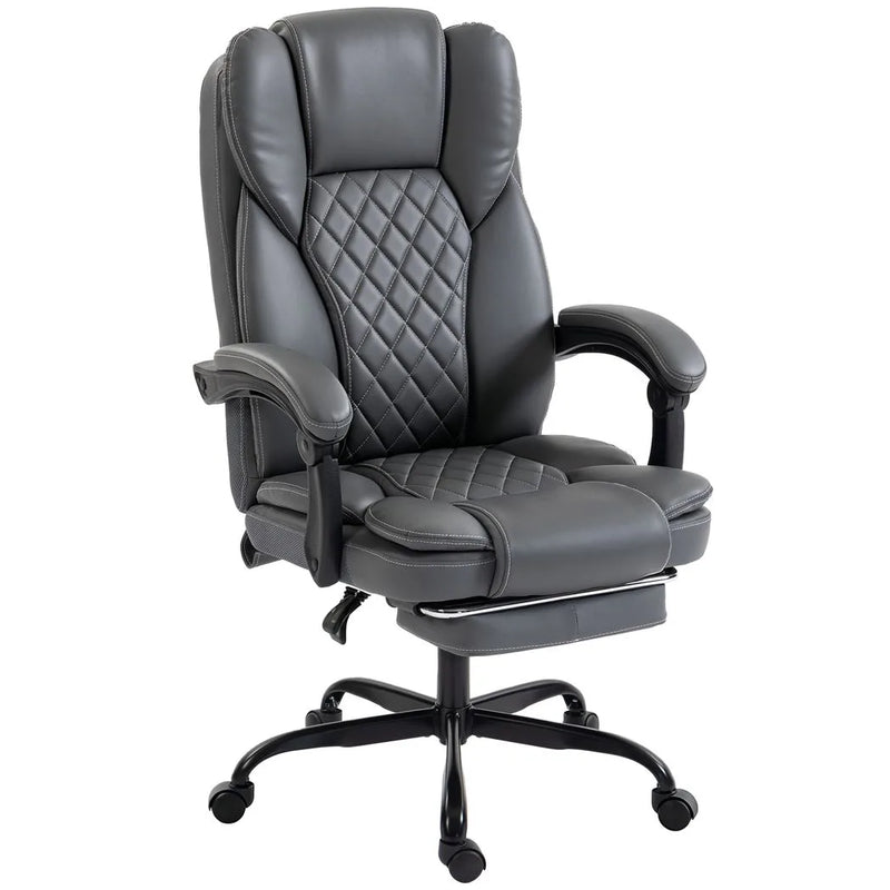 HOMCOM Executive Home Office Chair Reclining Function Footrest Computer Desk Chair High Back, Grey