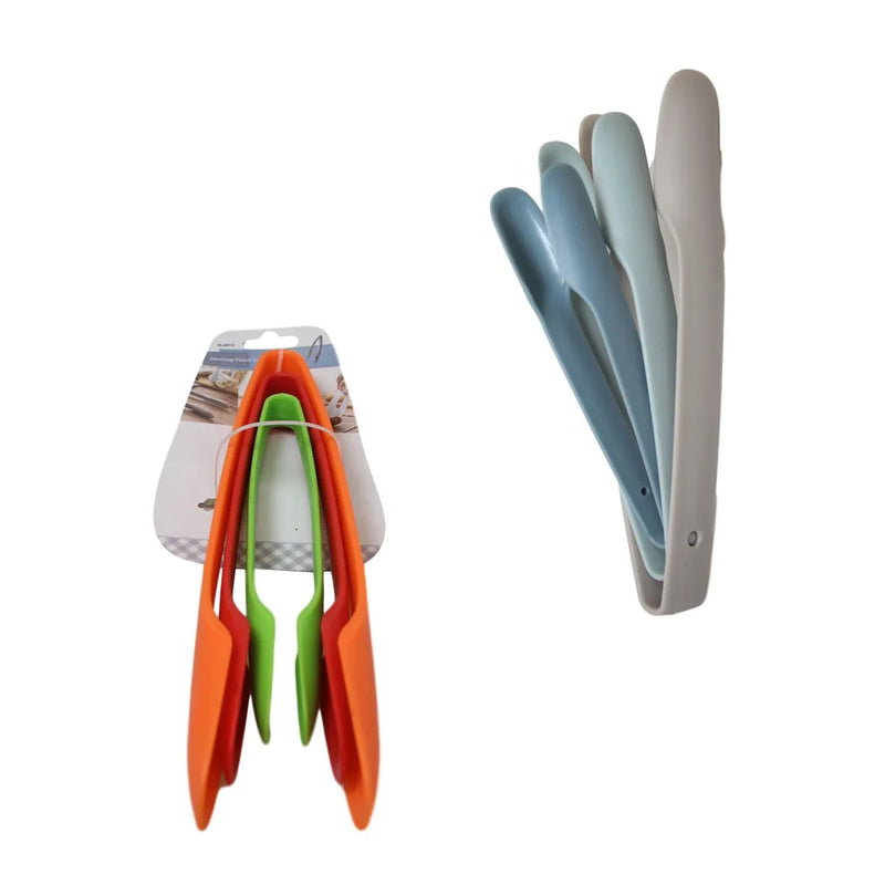 Plastic Kitchen Bbq Salad Food Serving Tongs Pack Of 3 Assorted Colours