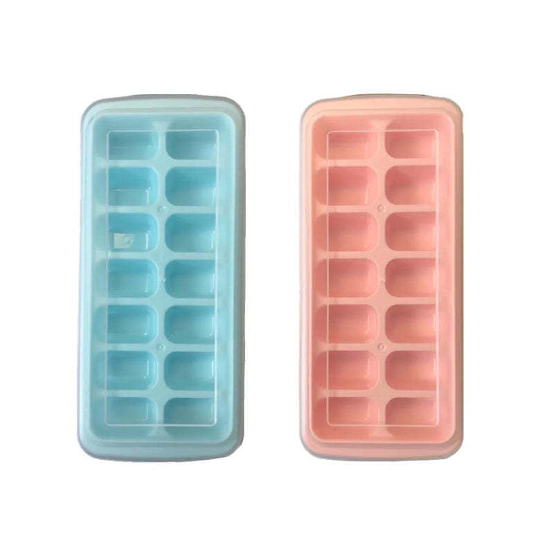 Plastic Freezer Ice Cube Tray Mould With Lid Assorted Colours