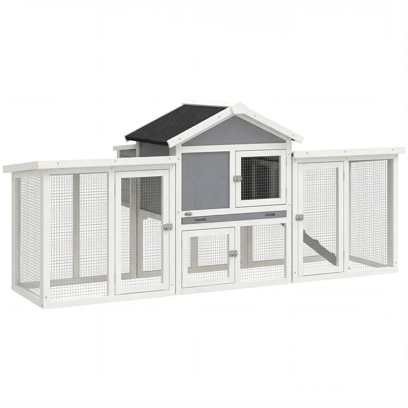 PawHut Large Chicken Coop, Wooden Outdoor Chicken Cage Poultry Hen House with Nesting Box