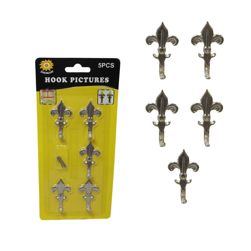 5 Pack Chrome Mini Picture Curtain Hooks With Nails