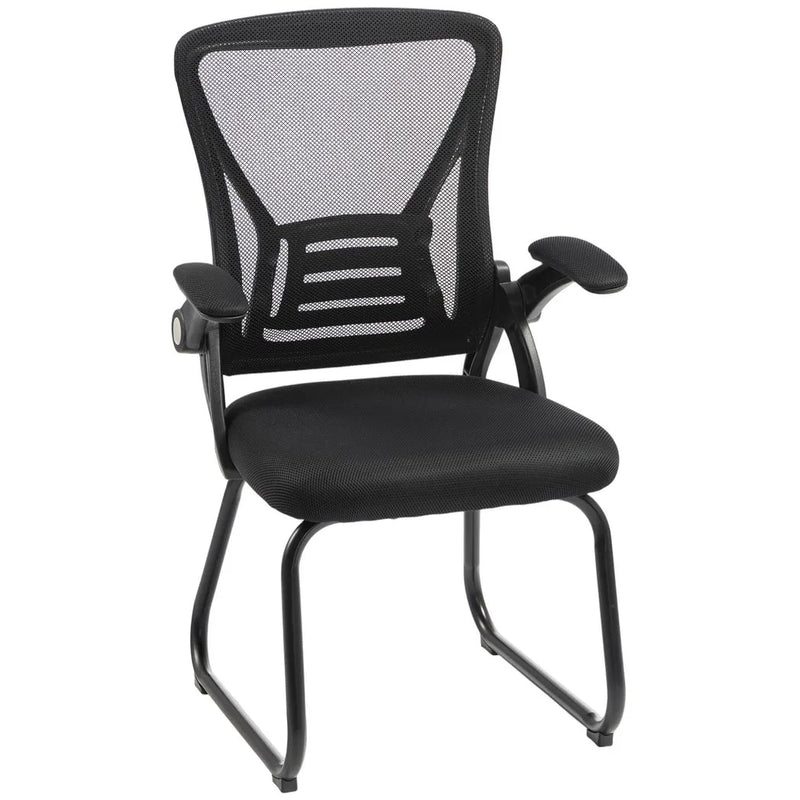 HOMCOM Office Chair, Ergonomic Desk Chair No Wheels with Mesh Backrest and Steel Legs for Home Conference Room, Black