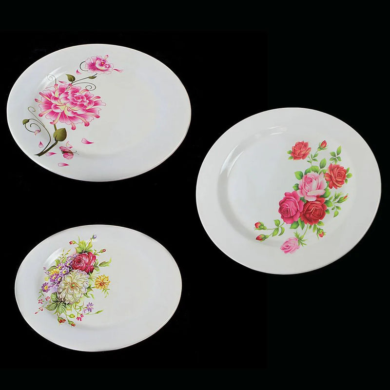 Plastic Plate With Printed Floral Design Assorted Designs