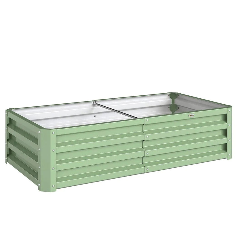 Outsunny Raised Beds for Garden, Galvanised Outdoor Planters, for Herbs and Vegetables, Use for Patio, Garden, Balcony