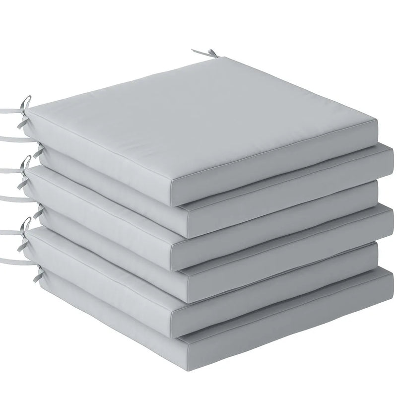 Outsunny Set of 6 Outdoor Seat Cushions with Machine Washable Cover, Water Repellent Seat Cushions Light Grey