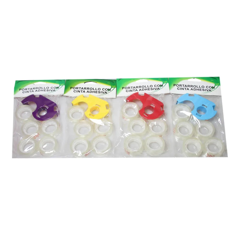 Pack Of 6 Standard Stationery Tape With 1 Dispenser Assorted Colours