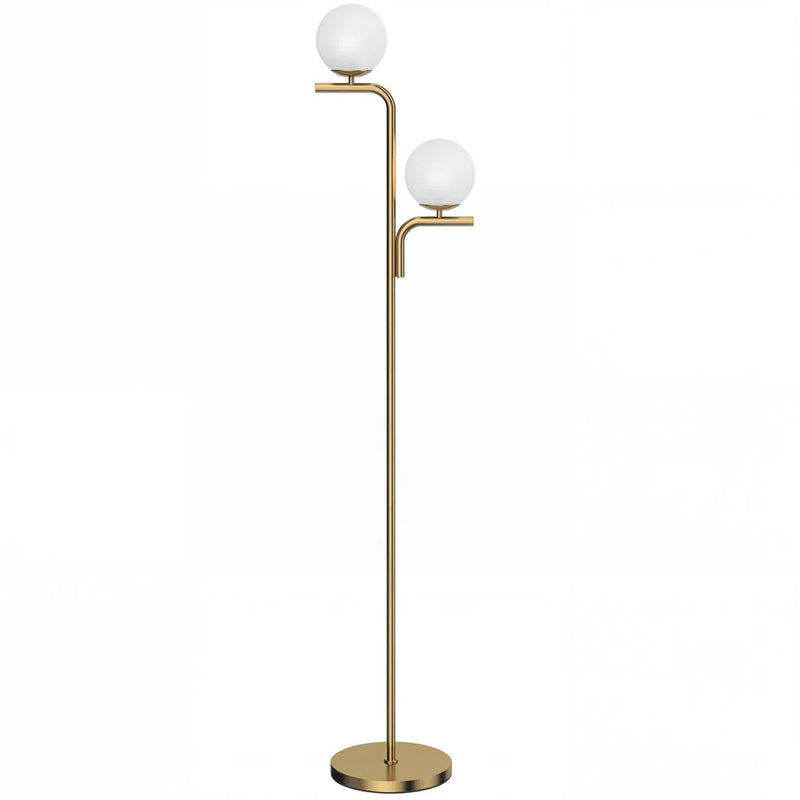 HOMCOM LED Floor Lamp, Modern Standing Lamp with 3 Colour Temperatures, Globe Glass Shades and Foot Switch, Gold Tone