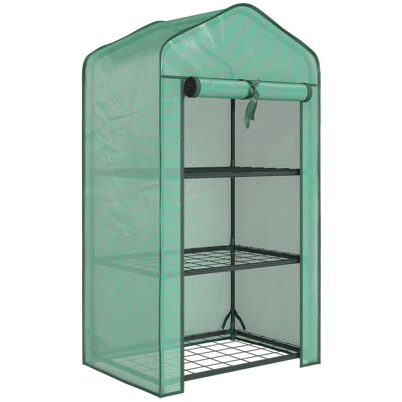 Outsunny Three-Tier Mini Greenhouse - Green