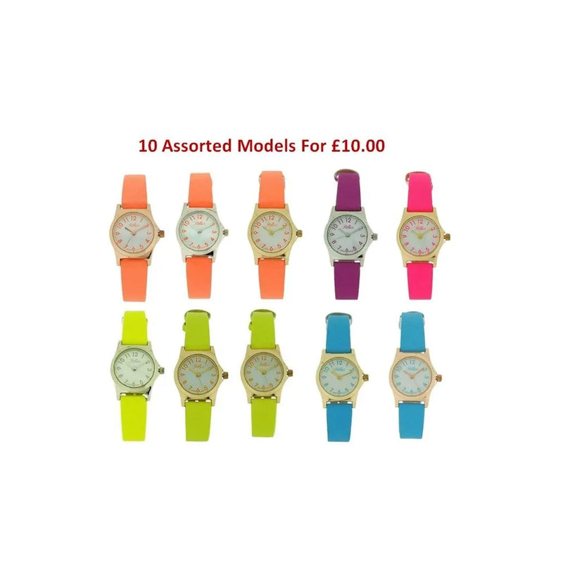 Reflex Girls/Ladies Fashion White Dial Bright Colour Strap Watch 10 for £10 Models May Vary - CLEARANCE NEEDS RE-BATTERY