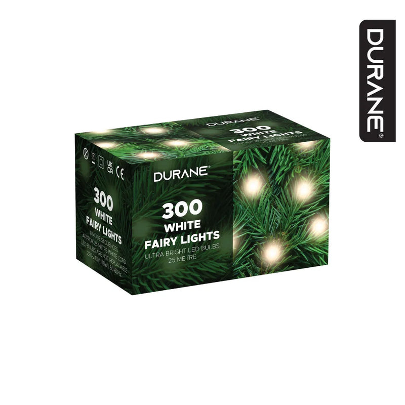 Durane Led Fairy Light String White Wire 300 Bulbs White