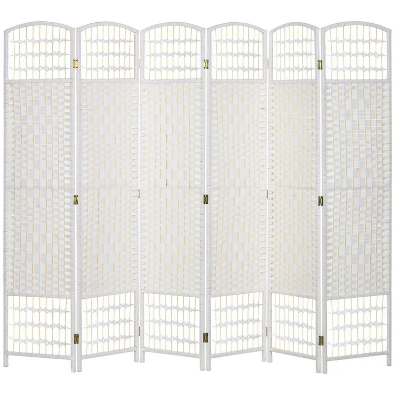 HOMCOM 6 Panel Folding Room Divider, Privacy Screen, Paravent Partition Separator for Living Room, Bedroom, White