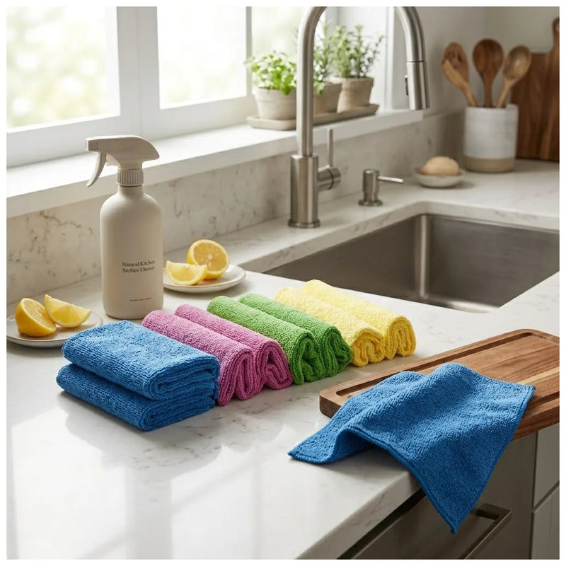 4 – Colour Microfibre Mop Cloth Set, 8 Pieces