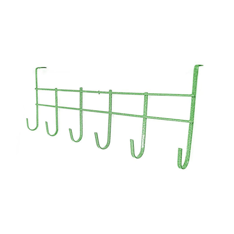 Metal Door Hanging Rack Storage 6 Hooks Assorted Colours