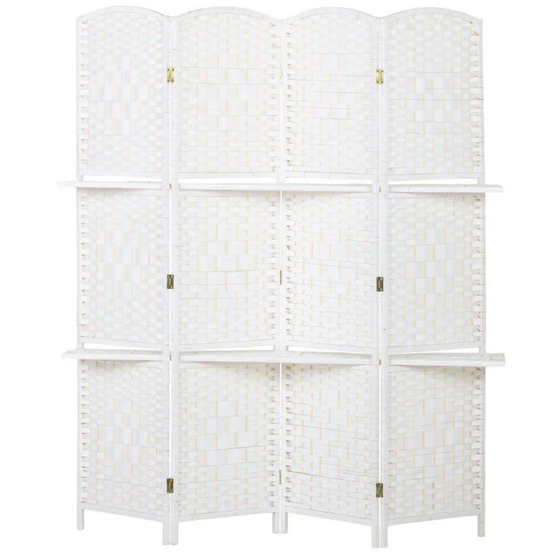 HOMCOM Freestanding Privacy Screen, 4 Panel Folding Room Divider for Living Room, Bedroom and Office, 160 x 170cm, White