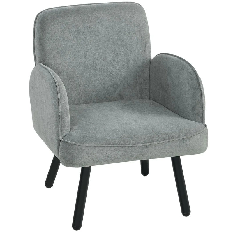 HOMCOM Lounge Chair Velvet Upholstered Armchair with Spring Cushion for Living Room Bedroom Grey
