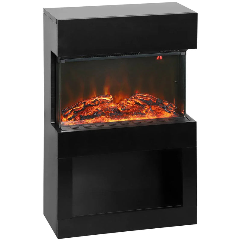 HOMCOM 19" Electric Fireplace with Surround, 3D Flame Effect, 6 Colours & 3 Brightness Levels, 1000W/2000W Black Electric Fire and Mantel Reach up to 30? Space with Remote & Timer, 3 Sided View